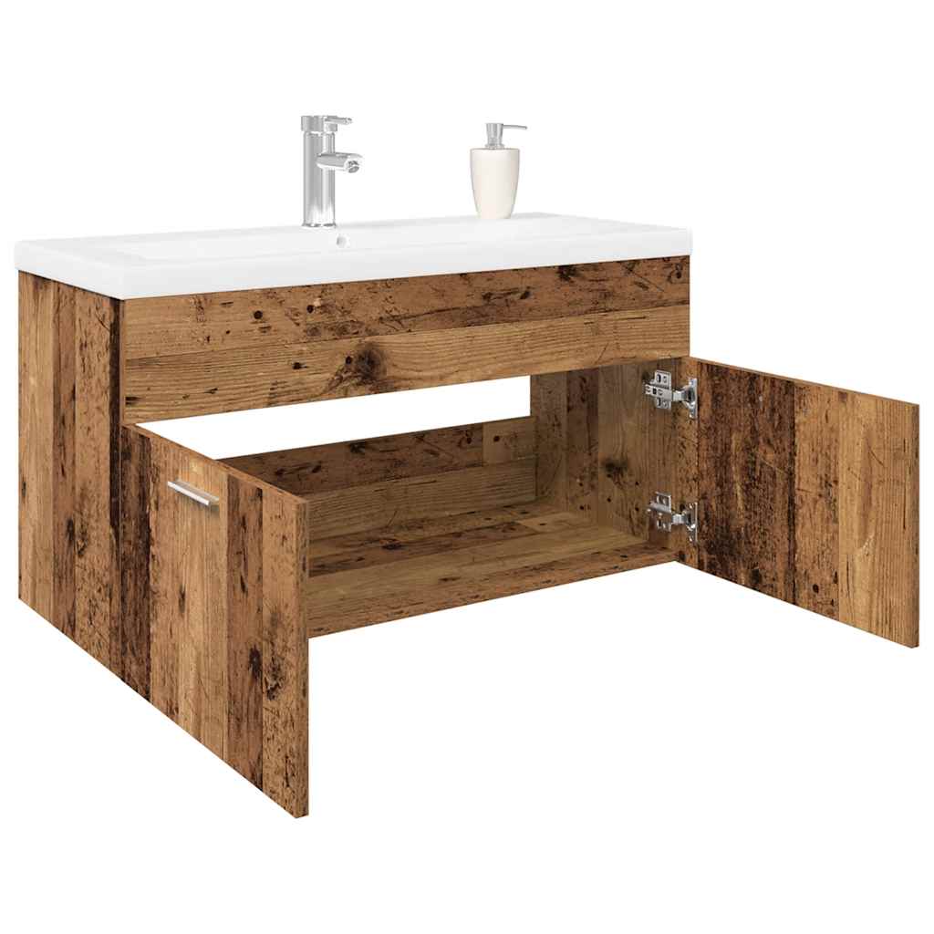 Mobile Bagno Lavabo Integrato Legno Antico in Legno Multistrato | homemem39