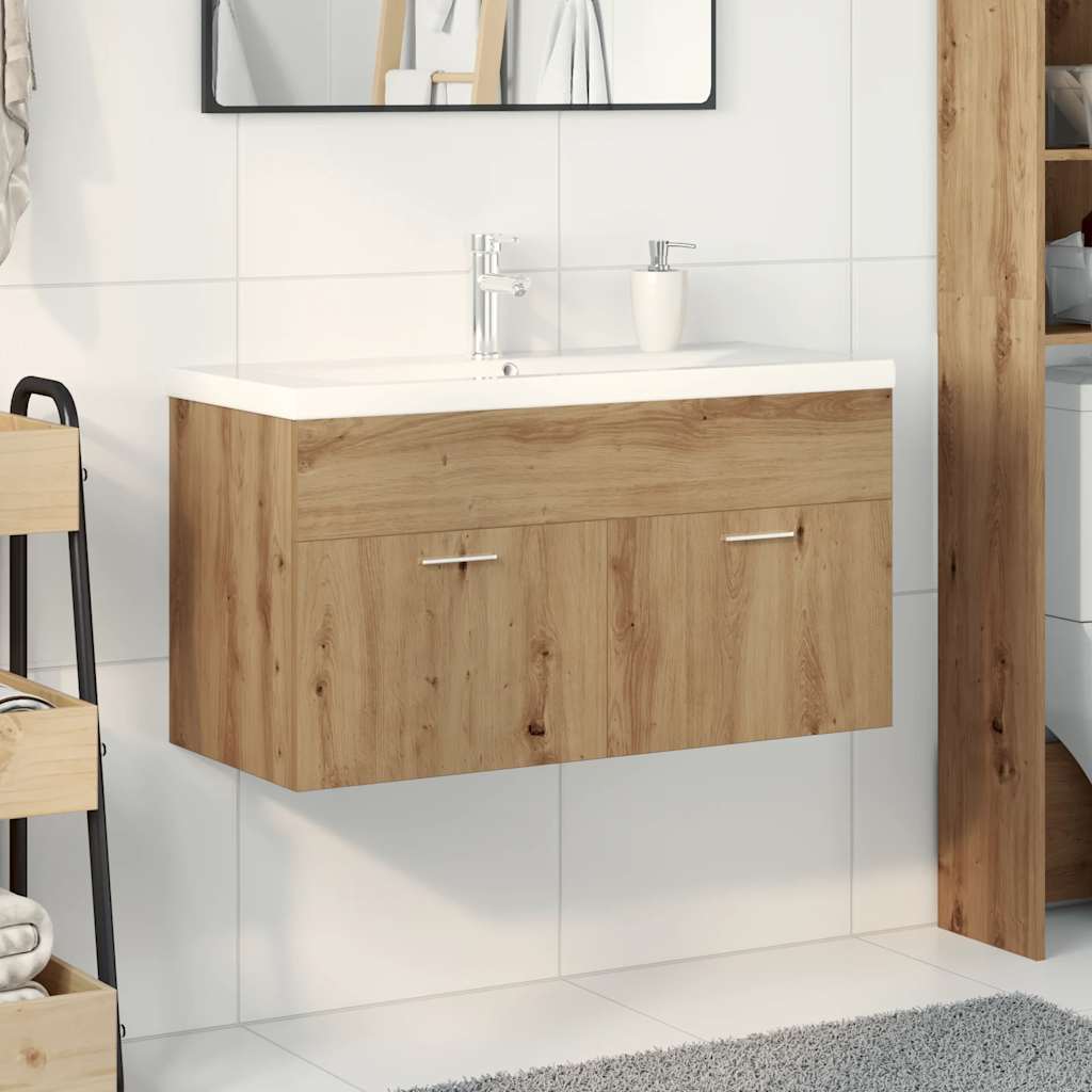 Mobile Bagno Lavabo Integrato Rovere Artigianale in Truciolato