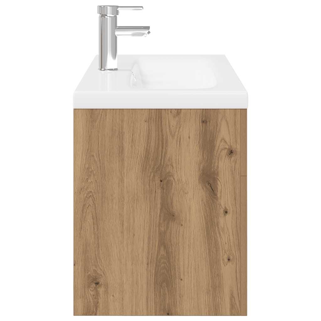 Mobile Bagno Lavabo Integrato Rovere Artigianale in Truciolato | homemem39