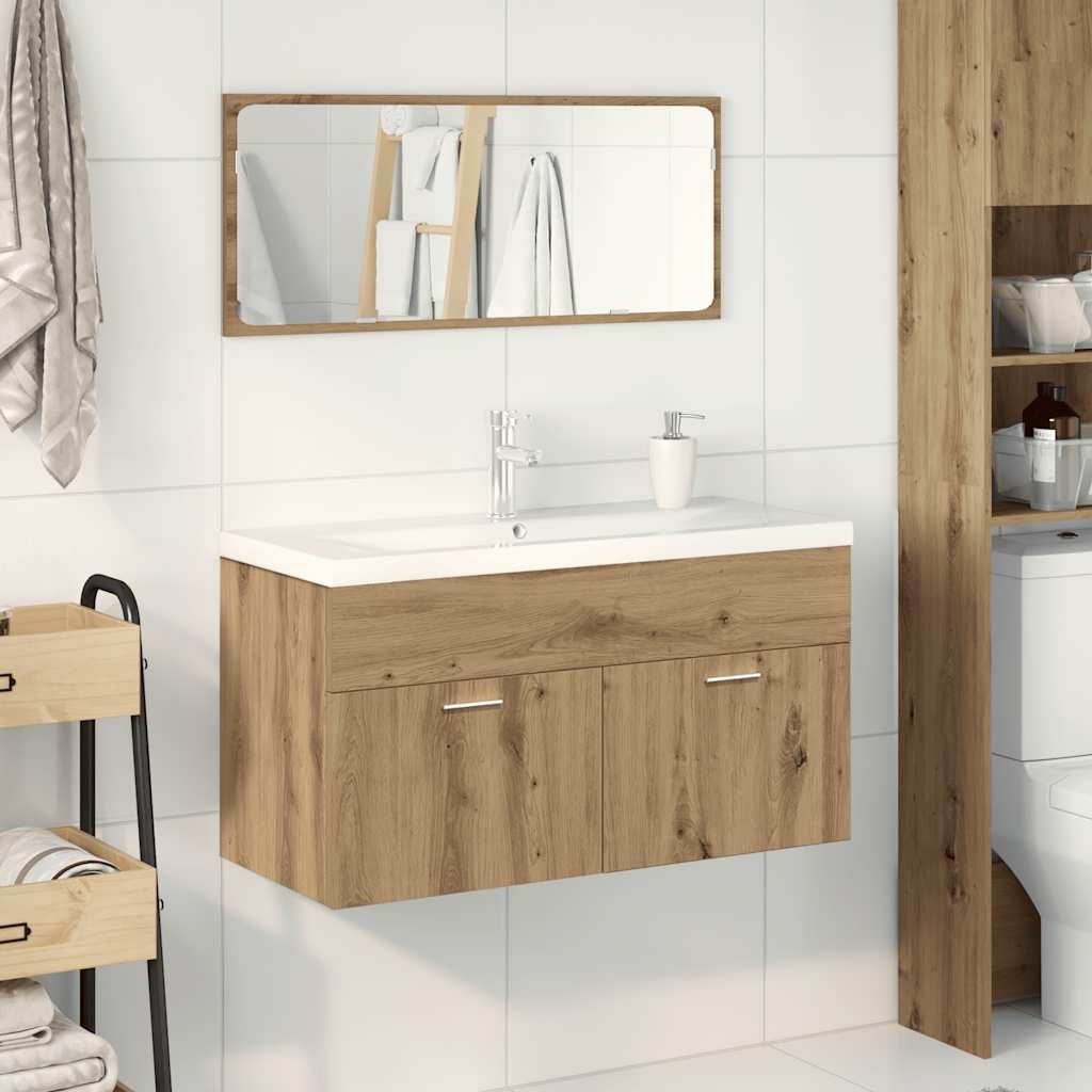 Set Mobili da Bagno 3 pz Rovere Artigianale Legno Multistrato | homemem39