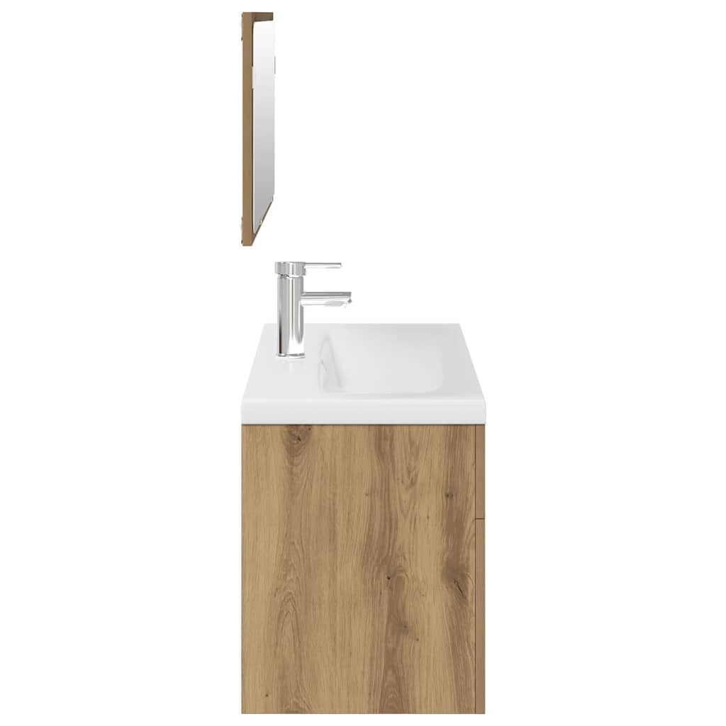 Set Mobili da Bagno 3 pz Rovere Artigianale Legno Multistrato | homemem39