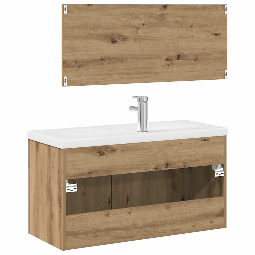 Set Mobili da Bagno 3 pz Rovere Artigianale Legno Multistrato | homemem39