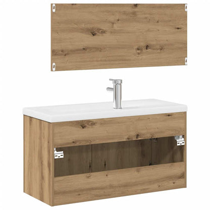Set Mobili da Bagno 3 pz Rovere Artigianale Legno Multistrato | homemem39