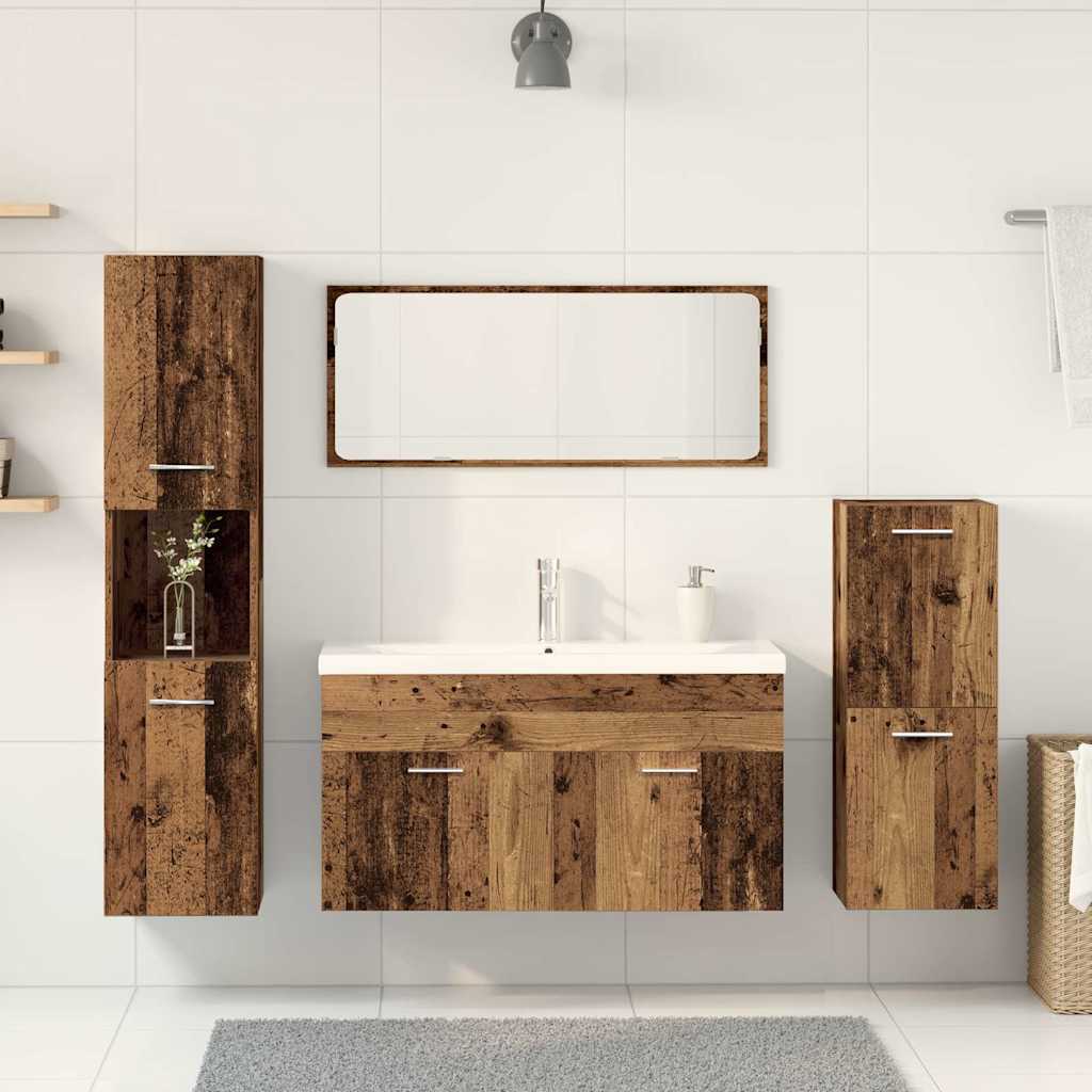 Set Mobili da Bagno 5 pz Legno Antico in Legno Multistrato