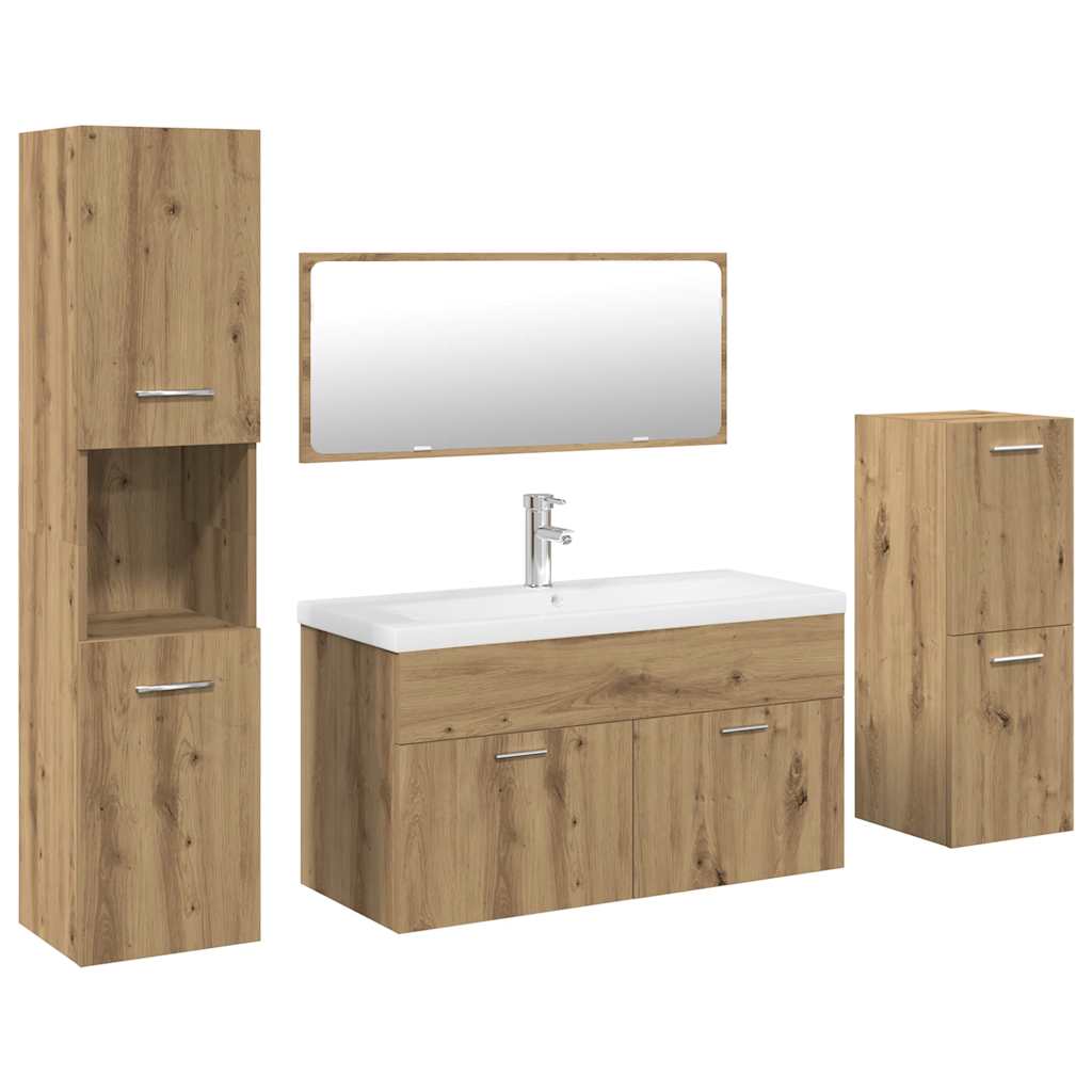 Set Mobili da Bagno 5 pz Rovere Artigianale Legno Multistrato
