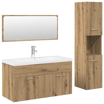 Set Mobili da Bagno 4 pz Rovere Artigianale Legno Multistrato | homemem39