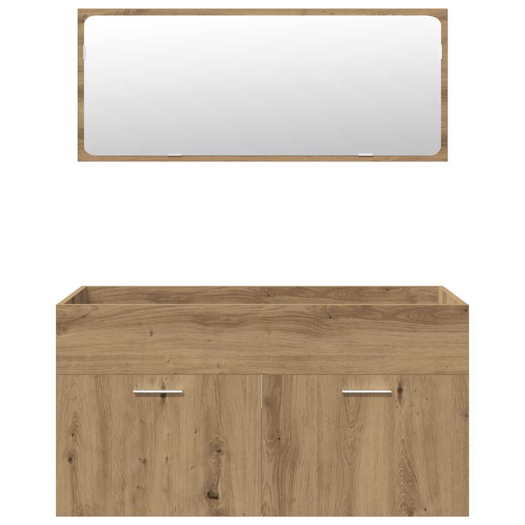 Set Mobili da Bagno 4 pz Rovere Artigianale Legno Multistrato | homemem39