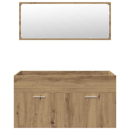 Set Mobili da Bagno 4 pz Rovere Artigianale Legno Multistrato | homemem39