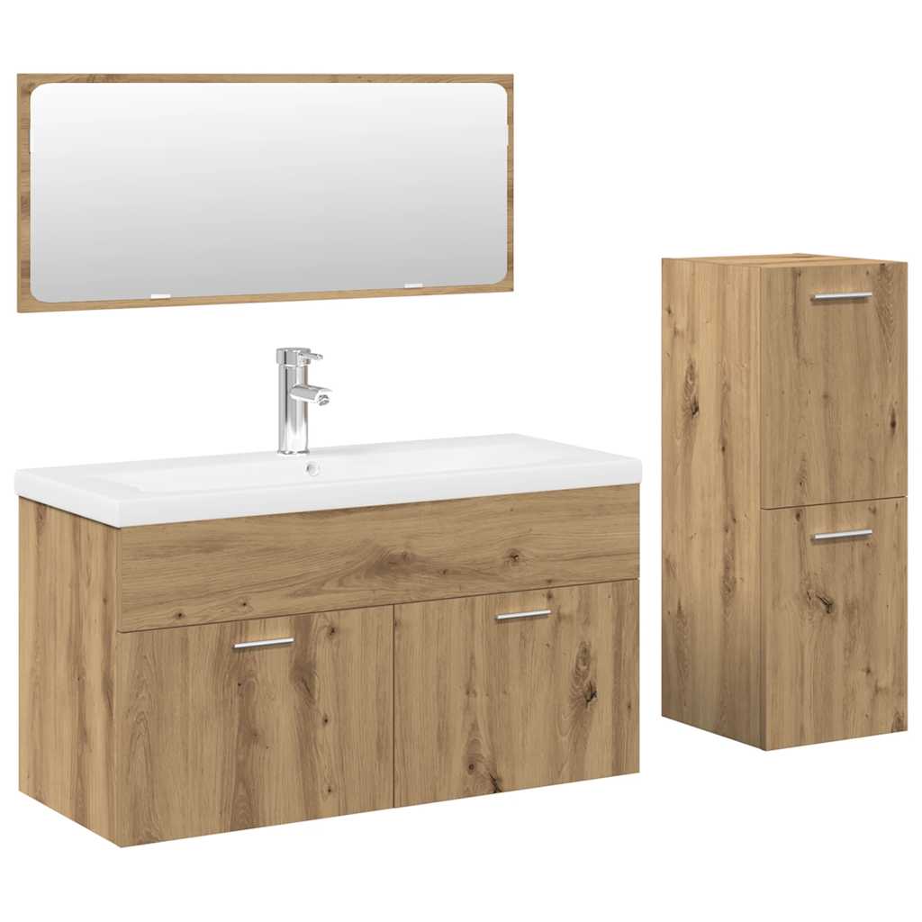 Set Mobili da Bagno 4 pz Rovere Artigianale Legno Multistrato
