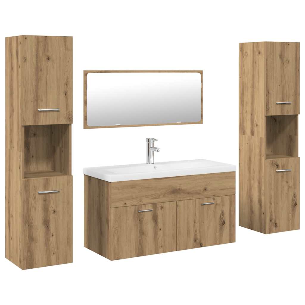 Set Mobili da Bagno 5 pz Rovere Artigianale Legno Multistrato