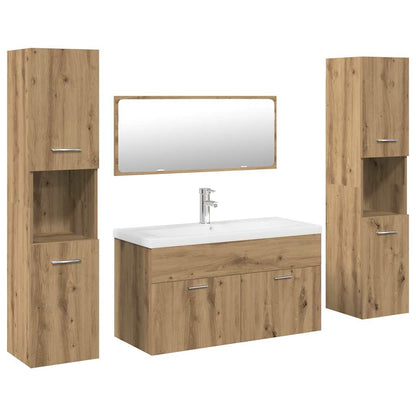 Set Mobili da Bagno 5 pz Rovere Artigianale Legno Multistrato