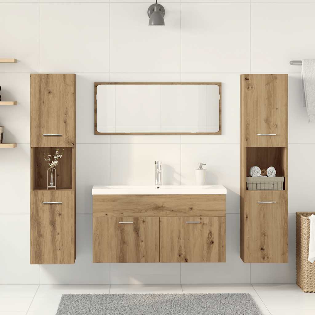 Set Mobili da Bagno 5 pz Rovere Artigianale Legno Multistrato