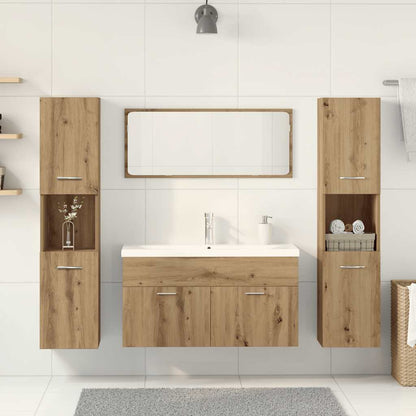 Set Mobili da Bagno 5 pz Rovere Artigianale Legno Multistrato