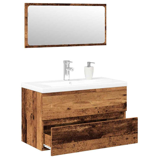 Set Mobili da Bagno Legno Antico in Legno Multistrato | homemem39