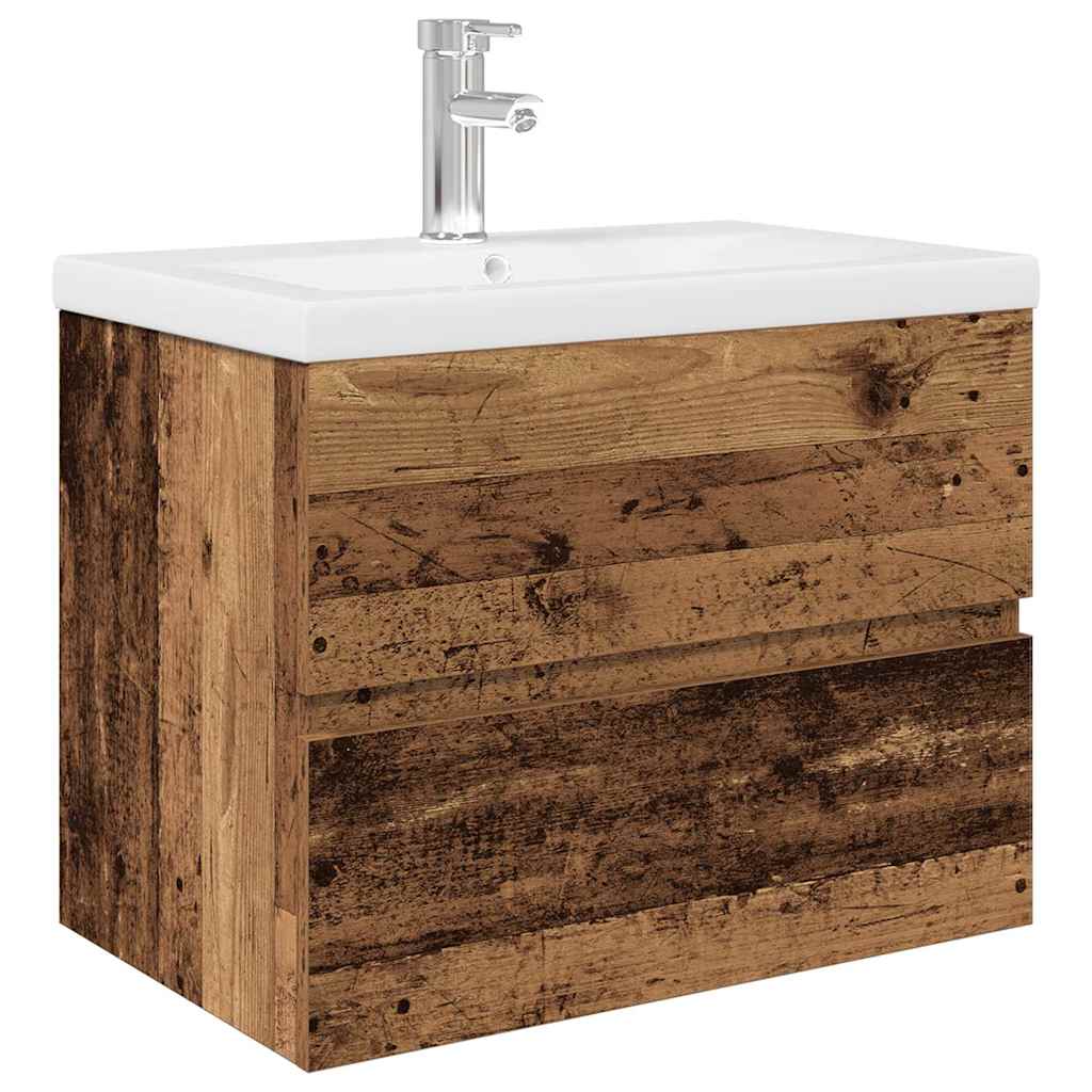Mobile da Bagno con Lavabo Integrato e Rubinetto Legno Antico | homemem39