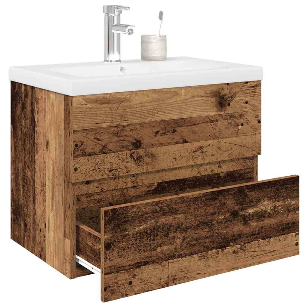 Mobile da Bagno con Lavabo Integrato e Rubinetto Legno Antico | homemem39