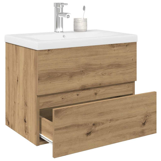 Mobile Bagno con Lavabo Integrato&Rubinetto Rovere Artigianale | homemem39