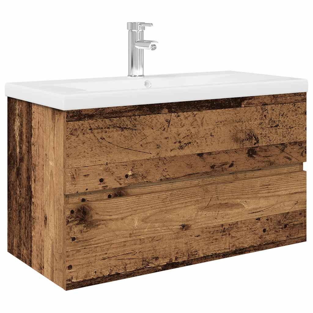 Mobile da Bagno con Lavabo Integrato e Rubinetto Legno Antico | homemem39