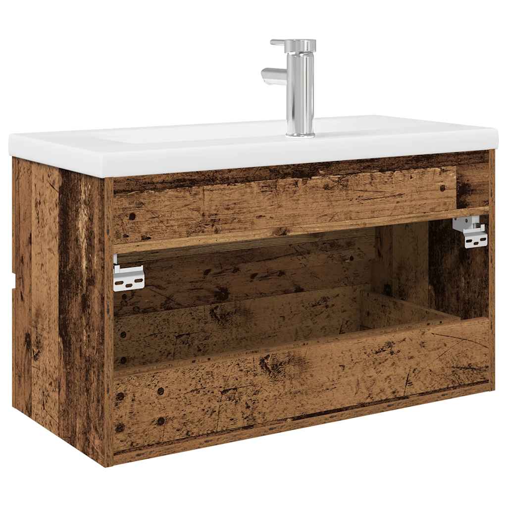 Mobile da Bagno con Lavabo Integrato e Rubinetto Legno Antico | homemem39