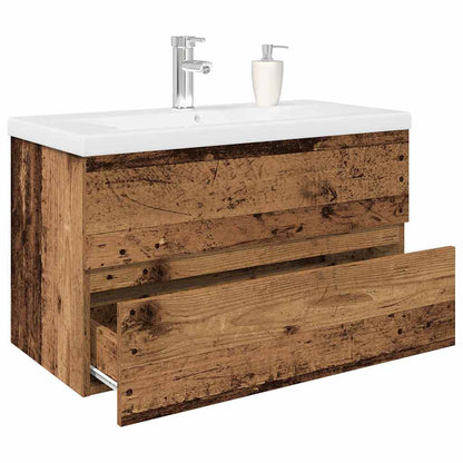 Mobile da Bagno con Lavabo Integrato e Rubinetto Legno Antico | homemem39