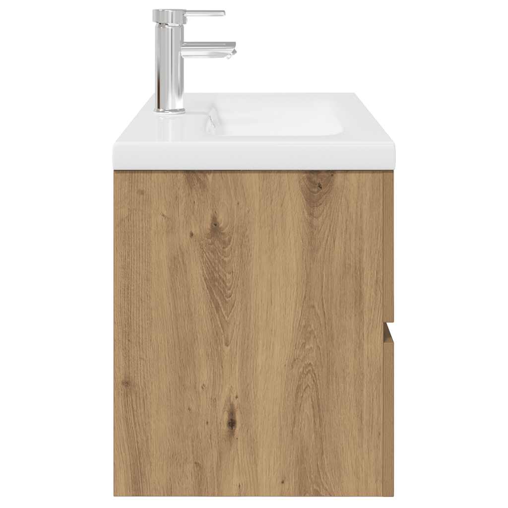 Mobile Bagno con Lavabo Integrato&Rubinetto Rovere Artigianale | homemem39