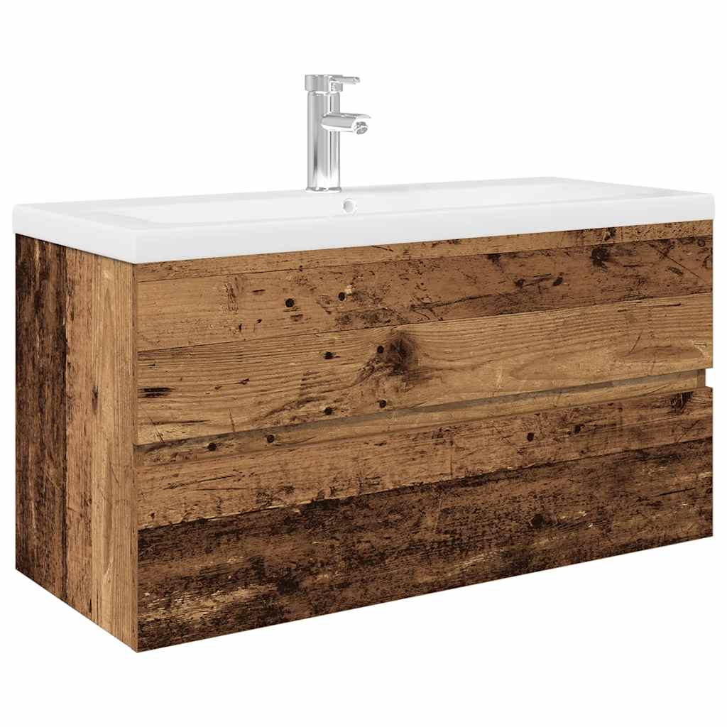 Mobile da Bagno con Lavabo Integrato e Rubinetto Legno Antico | homemem39