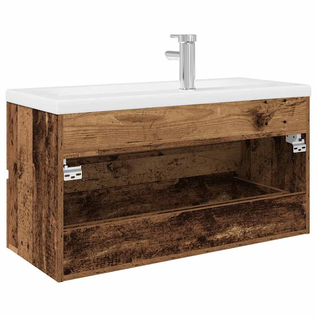 Mobile da Bagno con Lavabo Integrato e Rubinetto Legno Antico | homemem39