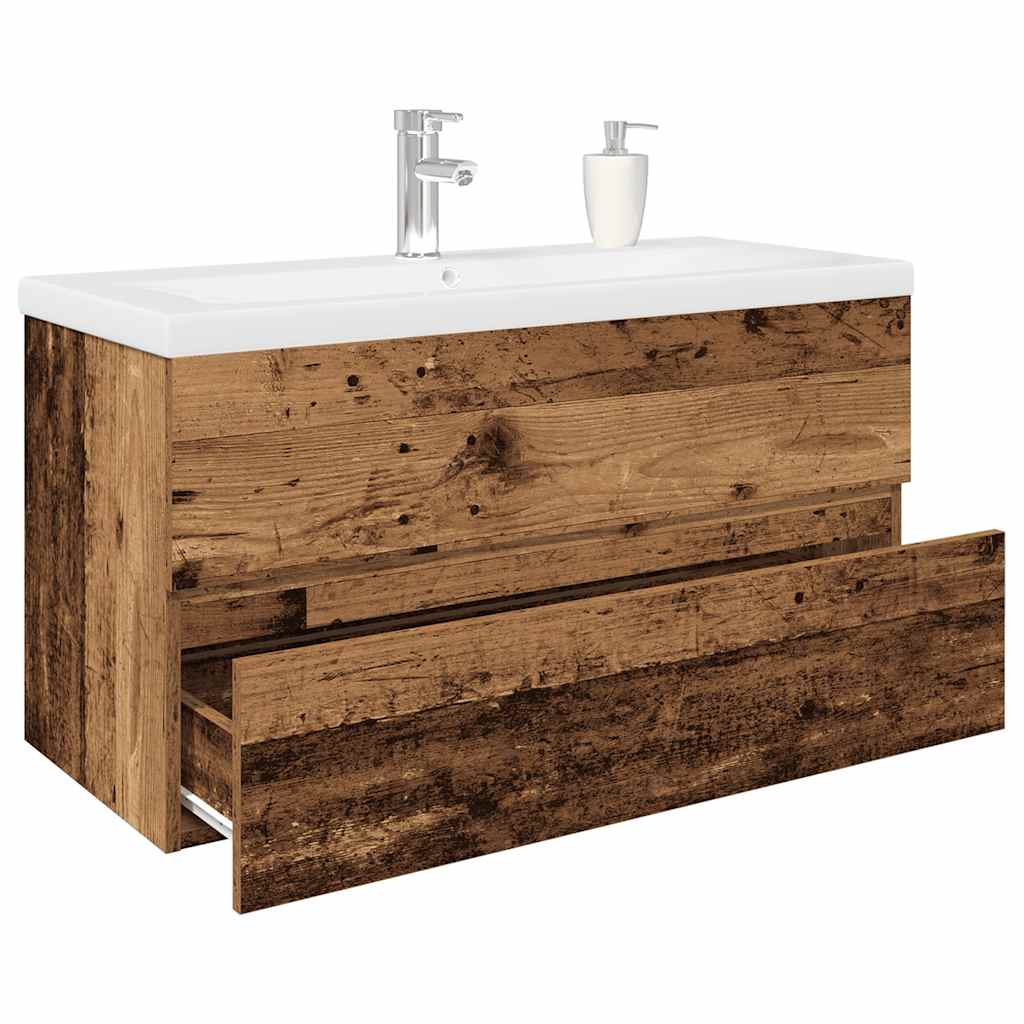 Mobile da Bagno con Lavabo Integrato e Rubinetto Legno Antico | homemem39