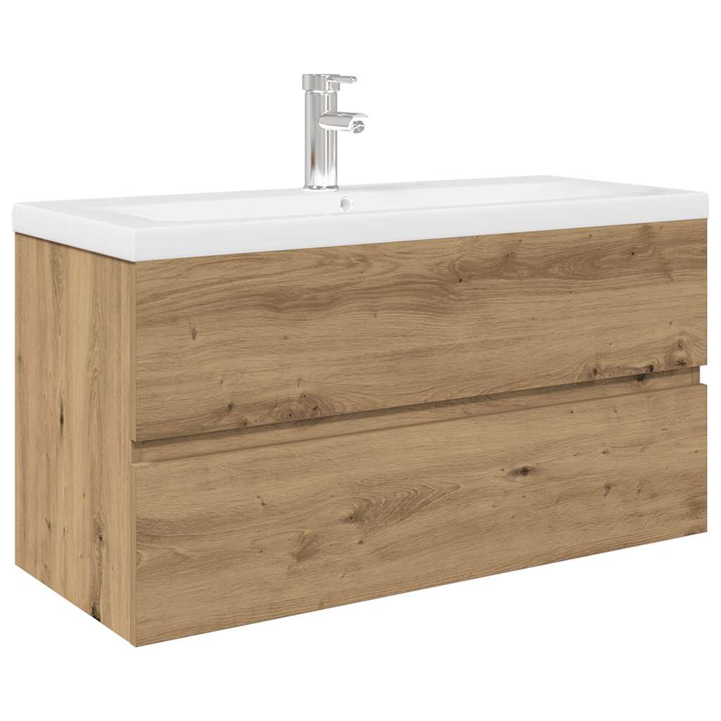 Mobile Bagno con Lavabo Integrato&Rubinetto Rovere Artigianale | homemem39