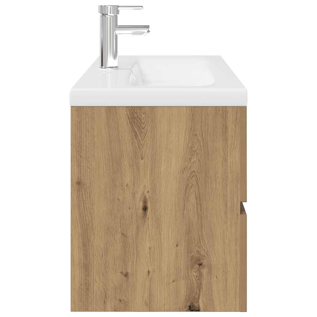 Mobile Bagno con Lavabo Integrato&Rubinetto Rovere Artigianale | homemem39