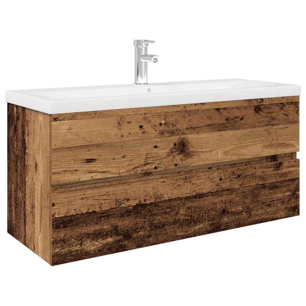 Mobile da Bagno con Lavabo Integrato e Rubinetto Legno Antico | homemem39