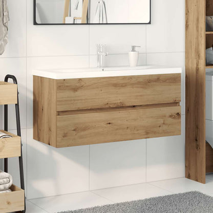 Mobile Bagno con Lavabo Integrato&Rubinetto Rovere Artigianale | homemem39