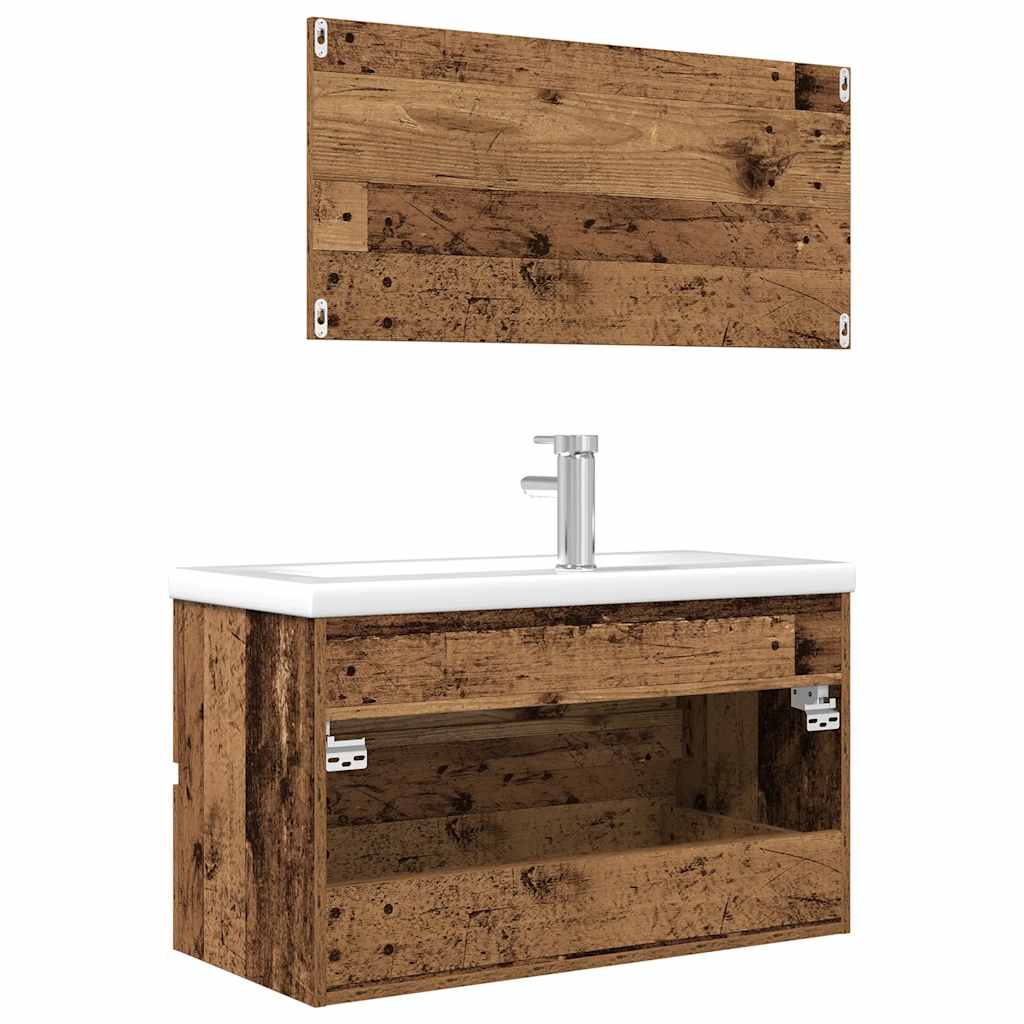 Set Mobili da Bagno 3 pz Legno Antico in Legno Multistrato | homemem39