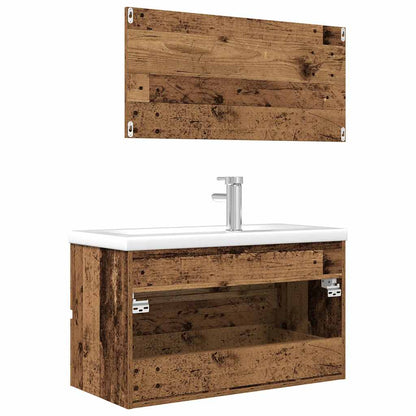 Set Mobili da Bagno 3 pz Legno Antico in Legno Multistrato | homemem39
