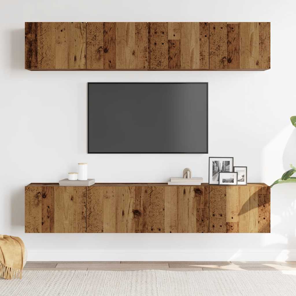 Mobili TV a Parete 4 pz Legno Antico in Legno Multistrato - homemem39