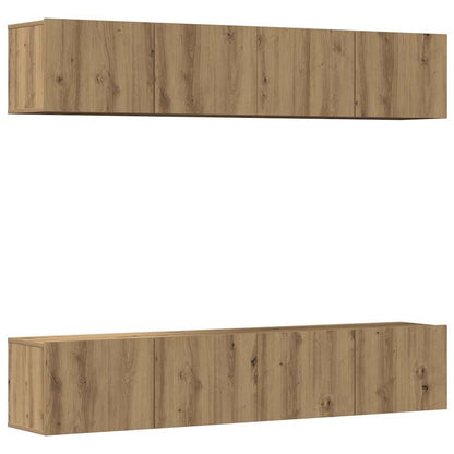 Mobili TV a Parete 4 pz Rovere Artigianale in Legno Multistrato - homemem39