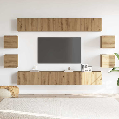 Set Mobile TV 8 pz Montato a Parete Rovere in Legno Multistrato - homemem39