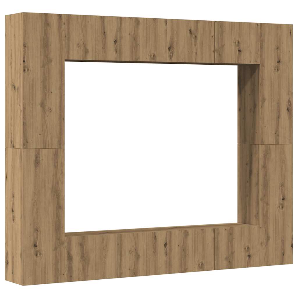 Set Mobile TV 8 pz Montato a Parete Rovere in Legno Multistrato | homemem39
