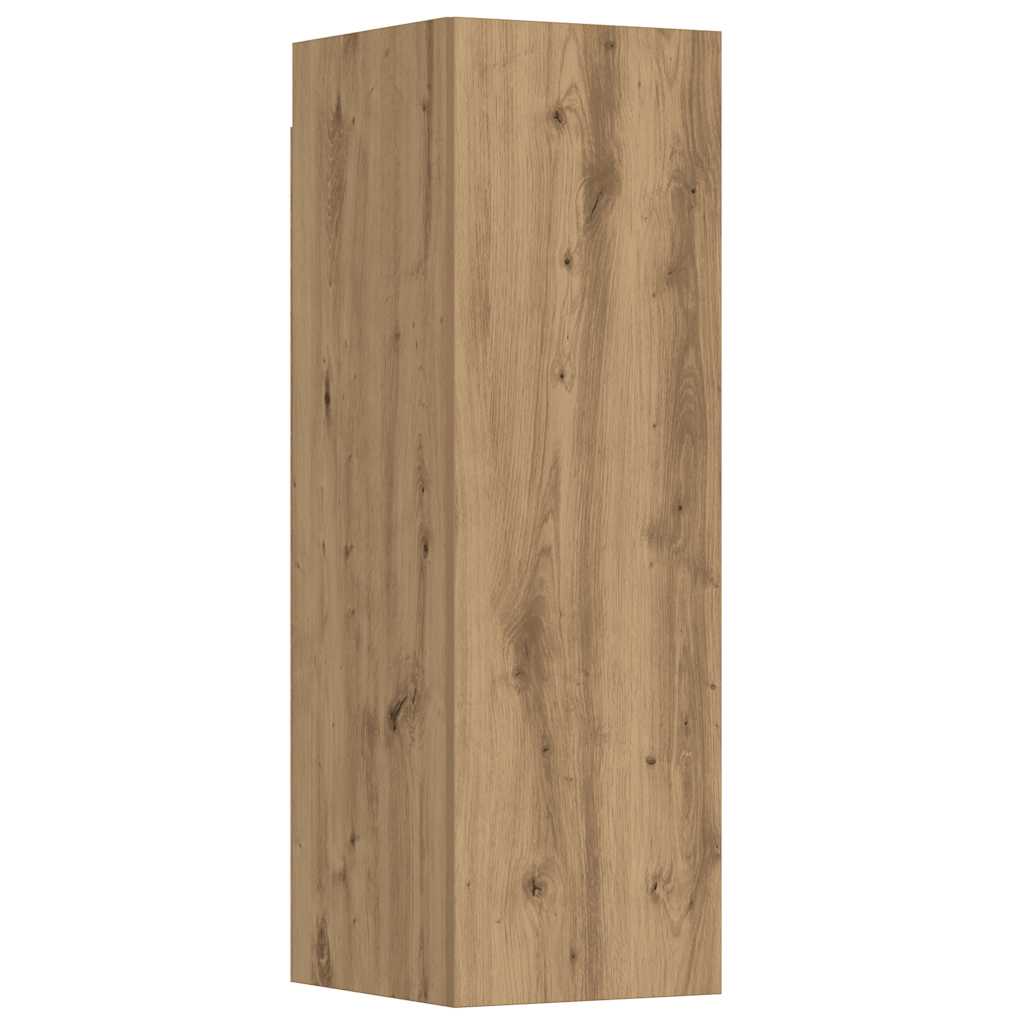 Mobili TV a Parete 5 pz Rovere Artigianale in Legno Multistrato
