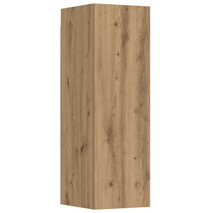 Mobili TV a Parete 5 pz Rovere Artigianale in Legno Multistrato