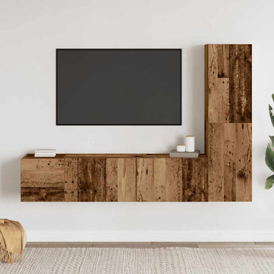 Mobili TV a Parete 3 pz Legno Antico in Legno Multistrato - homemem39