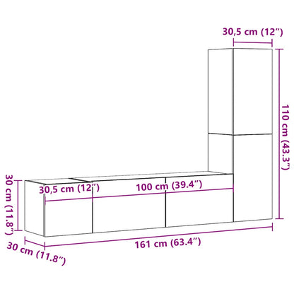 Mobili TV a Parete 3 pz Legno Antico in Legno Multistrato - homemem39