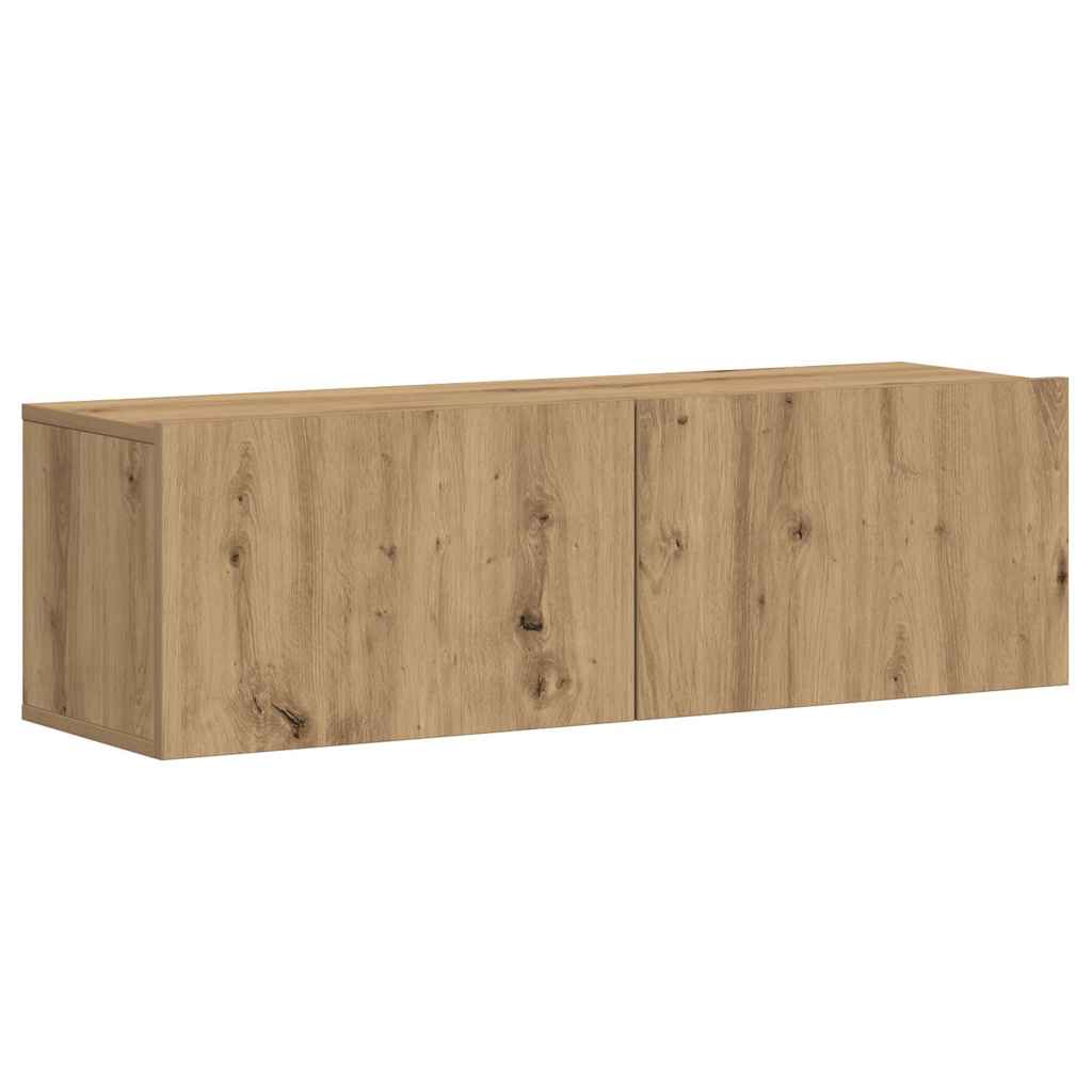 Mobili TV a Parete 3 pz rovere artigianale in legno multistrato