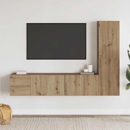 Mobili TV a Parete 3 pz rovere artigianale in legno multistrato