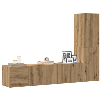 Mobili TV a Parete 3 pz Rovere Artigianale in Legno Multistrato - homemem39