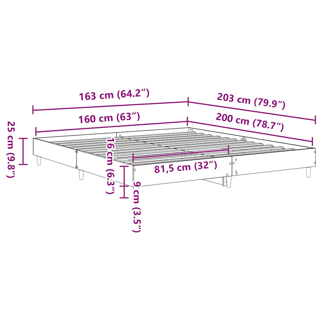 Giroletto senza Materasso Grigio Sonoma 160x200 cm Truciolato | homemem39
