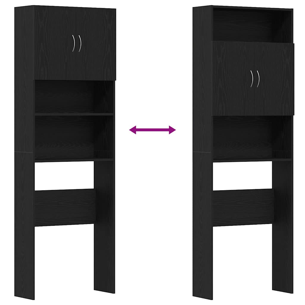 Mobile Lavatrice Rovere Nero 64x24x190 cm in Legno Multistrato | homemem39