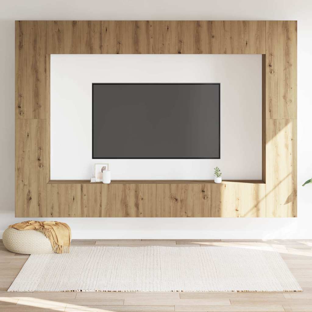 Set Mobile TV 8 pz Montato a Parete Rovere in Legno Multistrato - homemem39