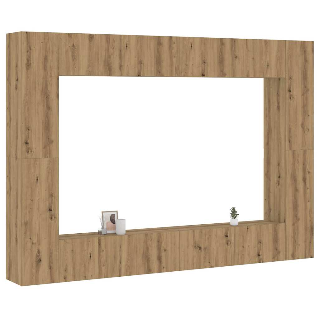Set Mobile TV 8 pz Montato a Parete Rovere in Legno Multistrato | homemem39