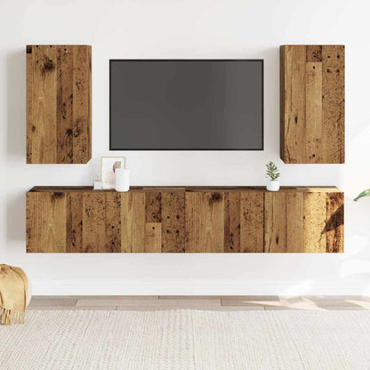 Mobili TV a Parete 4 pz Legno Antico in Legno Multistrato - homemem39